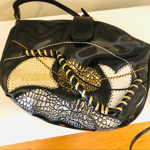 Vintage 80s abstract patchwork crossbody bag - Picture 6 of 16